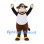 Bull Mascot Costume in Brown with White Baseball Jersey and Navy Cap