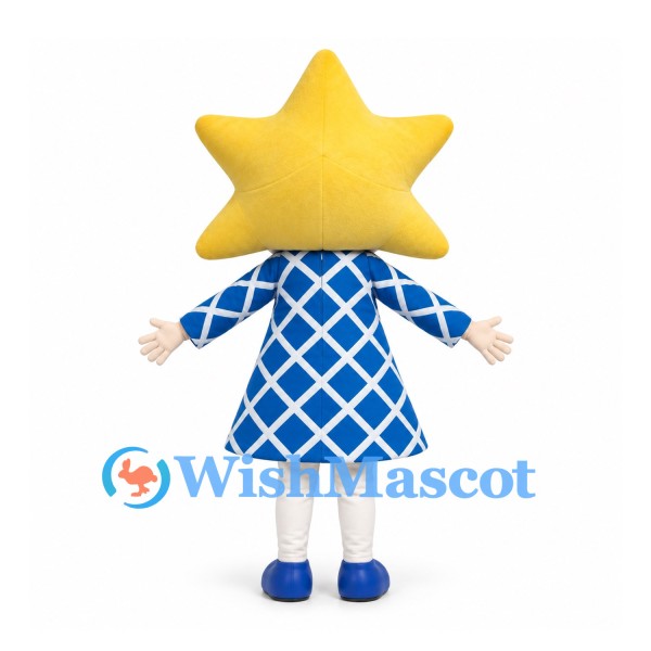 Star Girl Mascot Costume in Blue Diamond Pattern Dress