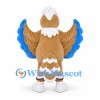 Owl Mascot Costume in Brown and White with Blue Wing Feathers