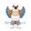 Owl Mascot Costume in Brown and White with Blue Wing Feathers