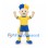 Boy Mascot Costume in Yellow and Blue Sports Uniform with Spiked Hair