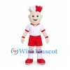 Boy Mascot Costume in Red and White Sports Uniform with Spiked Hair