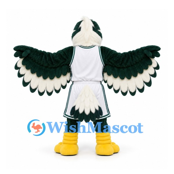 Bird Mascot Costume in Dark Green and White Sports Uniform
