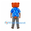 Tiger Mascot Costume with Blue Tropical Shirt and Gray Trousers