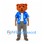 Tiger Mascot Costume with Blue Tropical Shirt and Gray Trousers