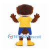 Eagle Mascot Costume in Brown with Yellow Shirt and Blue Shorts