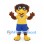 Eagle Mascot Costume in Brown with Yellow Shirt and Blue Shorts