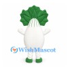 Radish Mascot Costume in White with Large Green Leaves