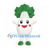 Radish Mascot Costume in White with Large Green Leaves