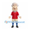 Colonial Man Mascot Costume in Red Jersey with Gray Hair and Beige Breeches