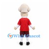 Colonial Man Mascot Costume in Red Jersey with Gray Wig and Dark Breeches