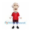 Colonial Man Mascot Costume in Red Jersey with Gray Wig and Dark Breeches