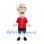 Colonial Man Mascot Costume in Red Jersey with Gray Wig and Dark Breeches