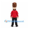 Bearded Man Mascot Costume in Red Jersey and Black Trousers