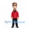 Bearded Man Mascot Costume in Red Jersey and Black Trousers