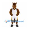 Horse Mascot Costume in Brown with White Basketball Uniform