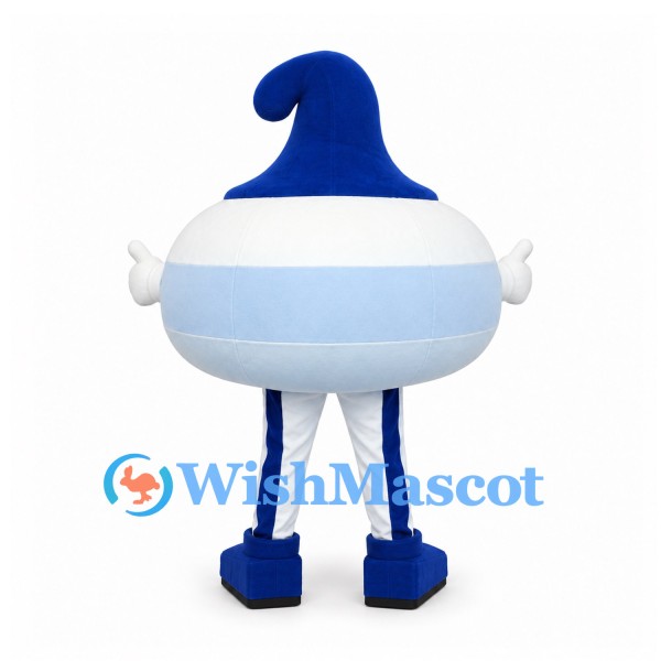 Droplet Mascot Costume in Blue and White with Round Body