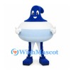 Droplet Mascot Costume in Blue and White with Round Body