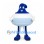 Droplet Mascot Costume in Blue and White with Round Body