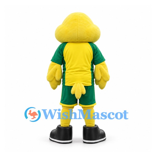 Bird Mascot Costume in Yellow and Green Sports Uniform