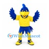 Bird Mascot Costume in Blue with Yellow Shirt
