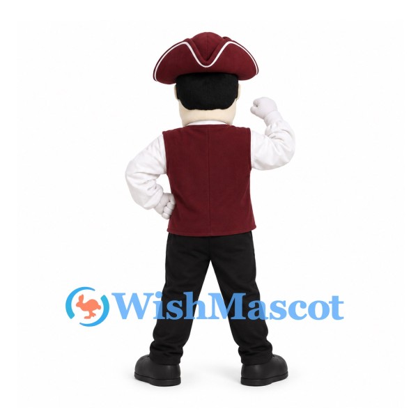 Patriot Mascot Costume with Burgundy Tricorn Hat and Vest