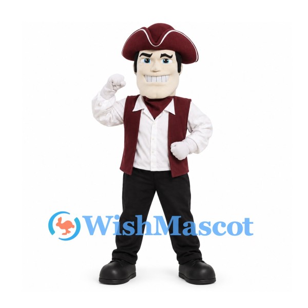 Patriot Mascot Costume with Burgundy Tricorn Hat and Vest