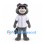 Raccoon Mascot Costume in White Baseball Jersey with Burgundy Bow