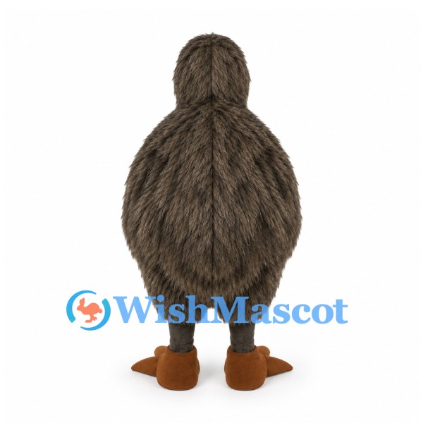 Kiwi Bird Mascot Costume in Brown with Long Yellow Beak