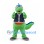 Dinosaur Mascot Costume in Green with Navy Baseball Jacket