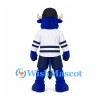 Bull Mascot Costume in Blue with White Hockey Jersey
