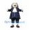 Colonial Man Mascot Costume with Gray Hair and Navy Coat
