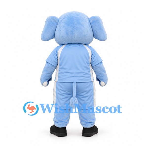Elephant Mascot Costume in Light Blue with Matching Sports Uniform