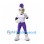 Knight Mascot Costume in White Armor with Purple Plume and Trousers
