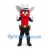 Monster Mascot Costume in Red with Cowboy Hat and Black Trousers