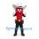 Monster Mascot Costume in Red with Cowboy Hat and Black Trousers