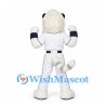 Cat Mascot Costume in White with Baseball Uniform and Striped Tail