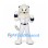 Cat Mascot Costume in White with Baseball Uniform and Striped Tail