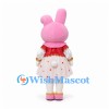 Rabbit Mascot Costume in Pink with Floral Dress and Red Cape