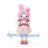 Rabbit Mascot Costume in Pink with Floral Dress and Red Cape