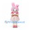Rabbit Mascot Costume in Pink with Floral Dress and Red Cape