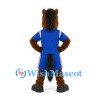Horse Mascot Costume in Brown with Blue Sports Uniform