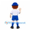 Boy Mascot Costume in White Shirt Blue Shorts and Blue Cap
