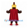 Warrior Mascot Costume in Gold Armor with Red Cape and Helmet