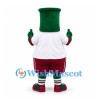 Green Hat Character Mascot Costume with White Shirt and Burgundy Shorts
