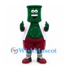 Green Hat Character Mascot Costume with White Shirt and Burgundy Shorts