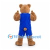 Bear Mascot Costume in Tan with Blue Sports Uniform