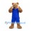 Bear Mascot Costume in Tan with Blue Sports Uniform