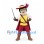 Musketeer Mascot Costume in Yellow Vest with Red Cape and Feathered Hat