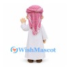 Boy Mascot Costume in White Robe and Pink Headscarf